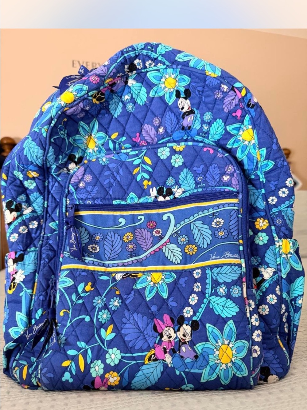 Vera Bradley x Disney Quilted Blue Floral Paisley Mickey & Minnie Backpack